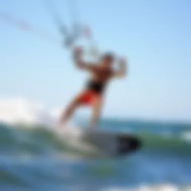 Kiteboarding enthusiast riding a Naish surfboard
