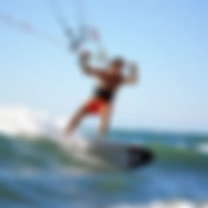 Kiteboarding enthusiast riding a Naish surfboard