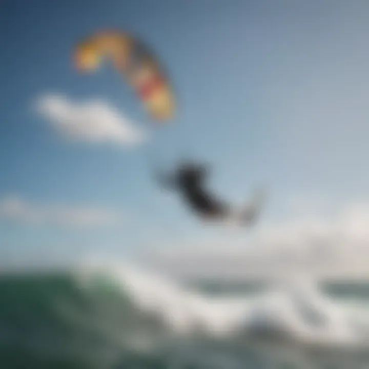 A kitesurfer performing a trick above the waves with a Naish kite