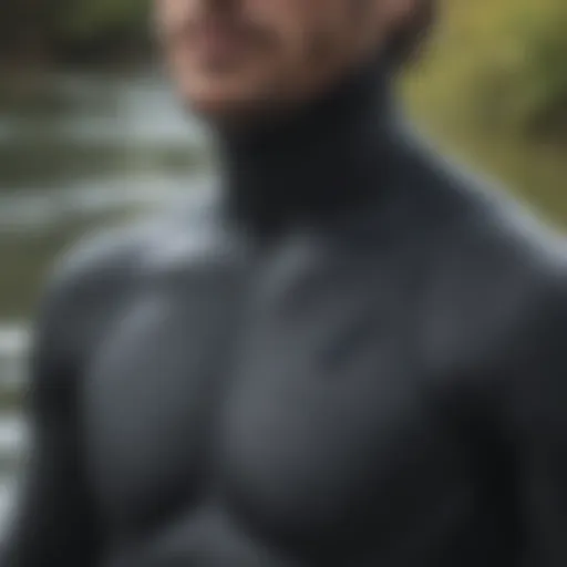 Close-up of wetsuit material showcasing flexibility and insulation