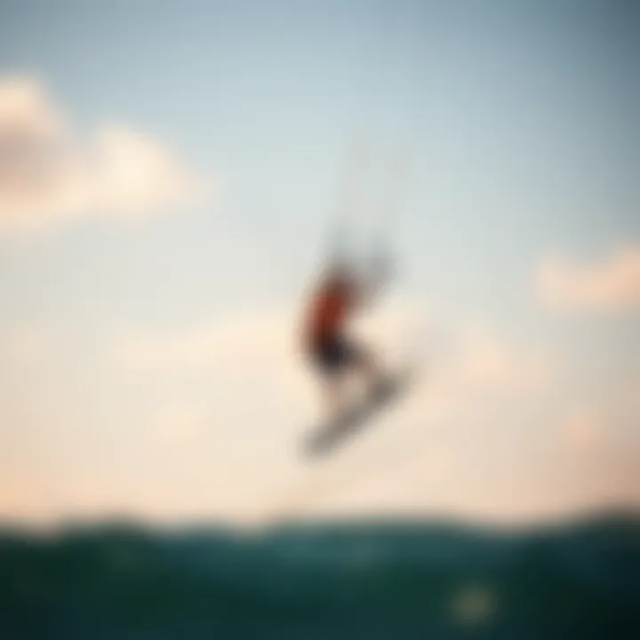 Kiteboarder Showcasing Skills with a Mega Kite A kiteboarder performing tricks while using a mega kite