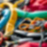 A close-up of used kite gear showcasing its condition and features