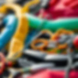 A close-up of used kite gear showcasing its condition and features