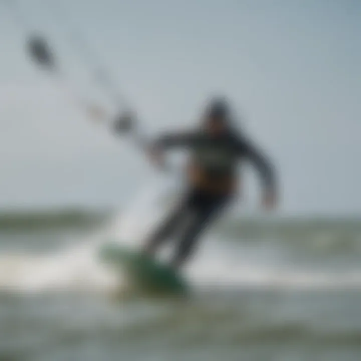 Kiteboarder navigating dynamic winds