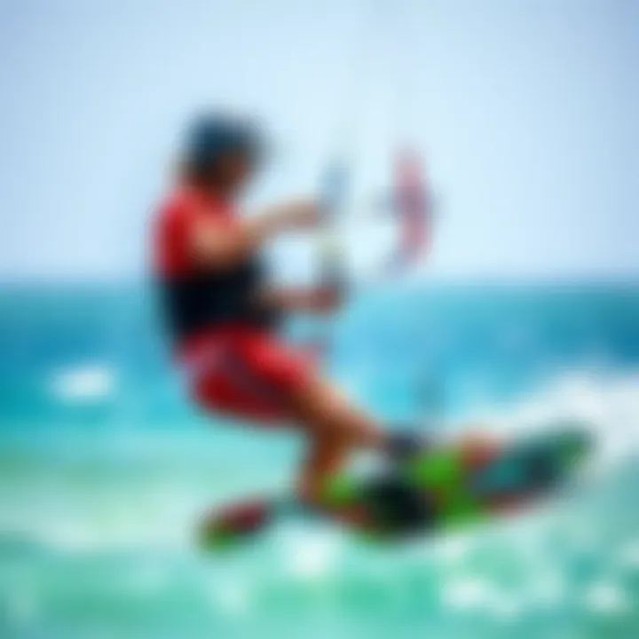 An instructor demonstrating advanced kiteboarding techniques