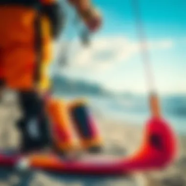 Ocean Rodeo kiteboarding gear showcased on the beach