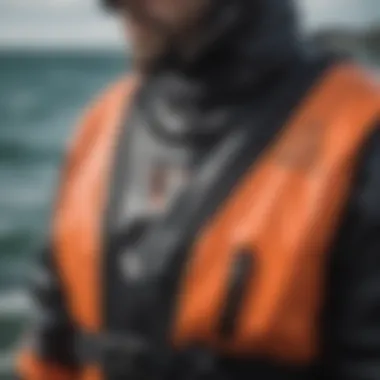 Close-up of the high-quality materials used in the drysuit construction