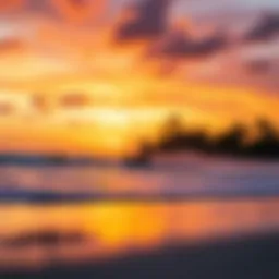 Stunning sunset over a kiteboarding beach