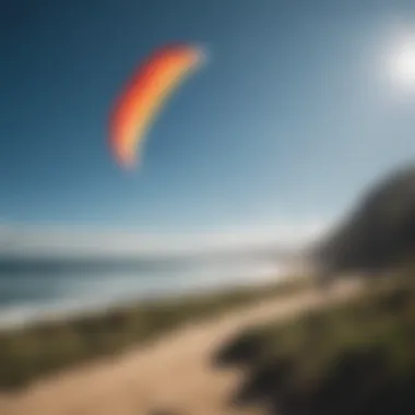 An Ozone kite being launched in a picturesque landscape