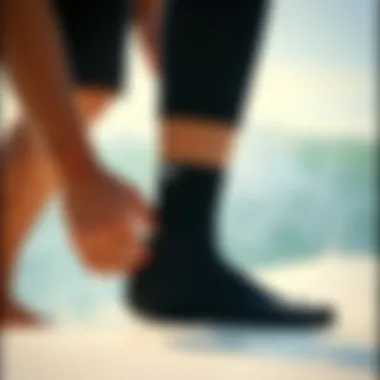 Illustration of proper fitting for neoprene socks