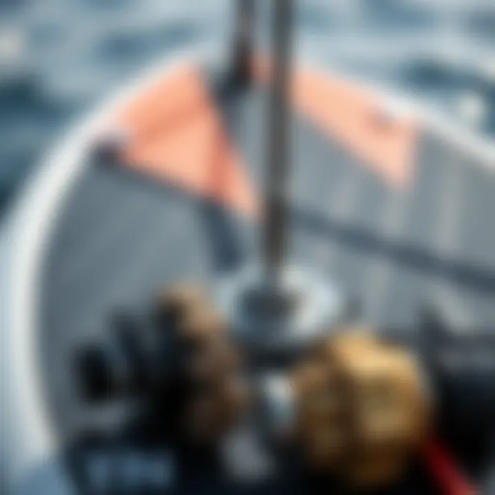 Close-up of the mechanics and components of a pump foil board