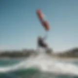 Vibrant kiteboarding action during a Red Bull live stream.