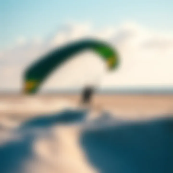Promoting Environmental Awareness in Kiteboarding A tranquil beach setting showcasing responsible kiteboarding practices