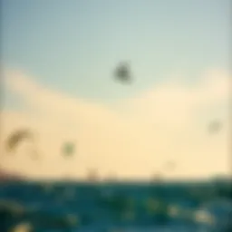 Vast ocean view with kiteboarders in action