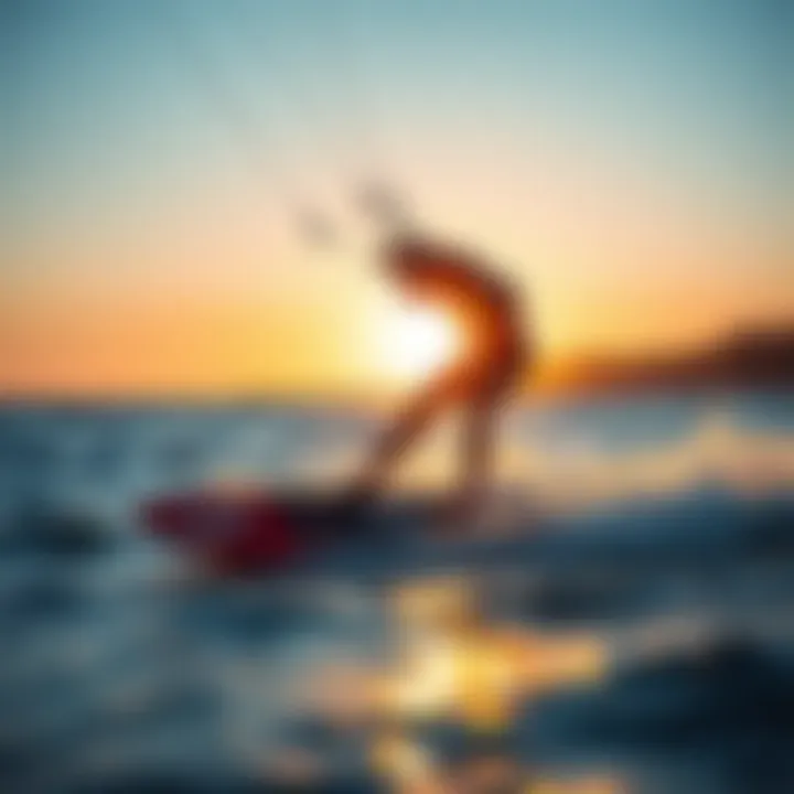 Scenic view of kiteboarding with hydrofoil surfboards in action