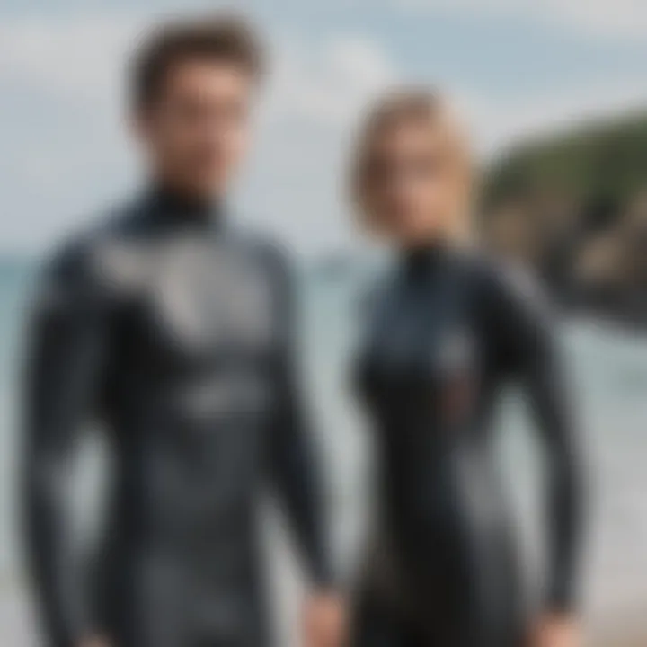 Close-up of wetsuit thickness comparison