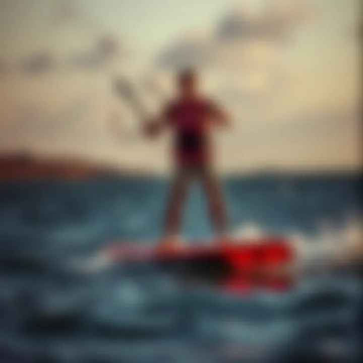 Kiteboarder demonstrating the performance of the Slingshot foil board on water