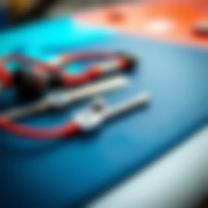 Close-up of the technology and materials used in the construction of the Slingshot foil board