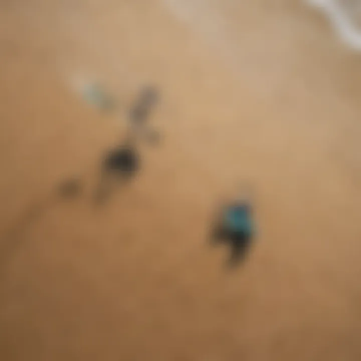 Aerial view of kiteboarders using the Slingshot Kite in a scenic beach setting