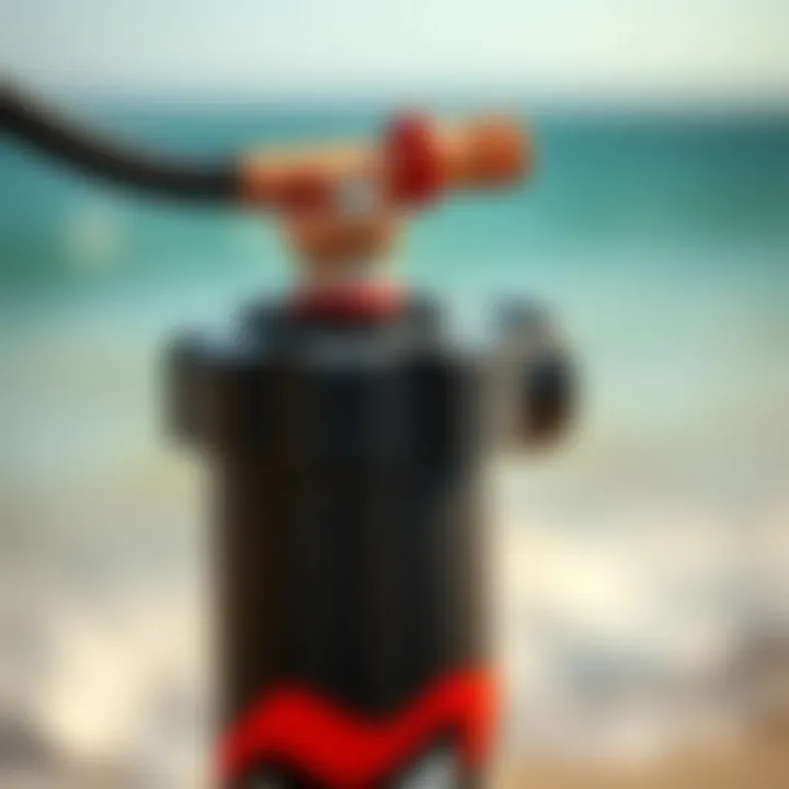 Compatibility with Various Kite Models Close-up of the Slingshot Kite Pump demonstrating its compatibility with various kites.