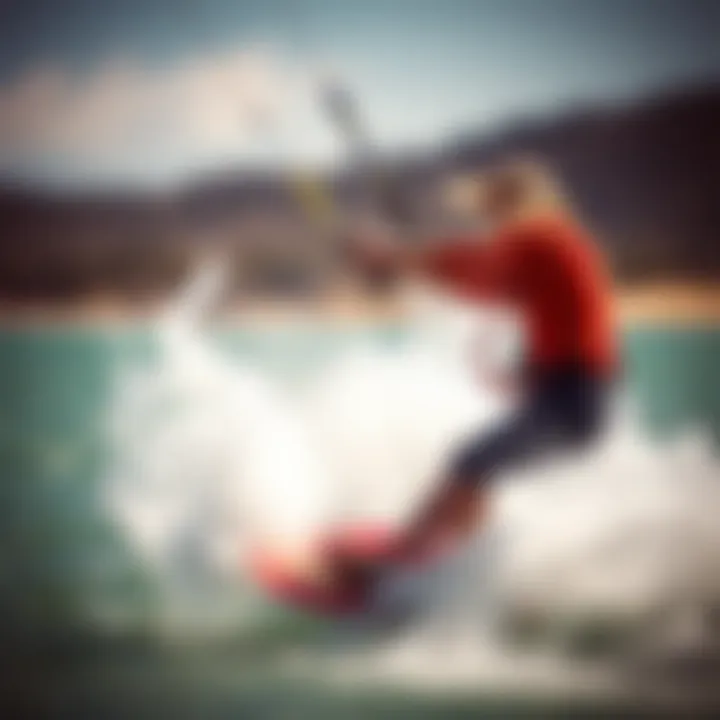 Kiteboarding in Action with the Slingshot Kite Pump Kiteboarder utilizing the Slingshot Kite Pump in action.