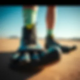 Close-up of split toe booties showcasing their unique design