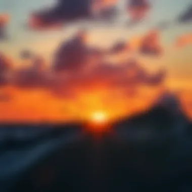 Sunset Kiteboarding Experience Stunning sunset over the ocean with kiteboarders riding the waves