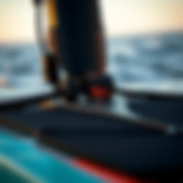 Detailed View of Sup Wing Foiling Gear A close-up shot of the gear used in sup wing foiling