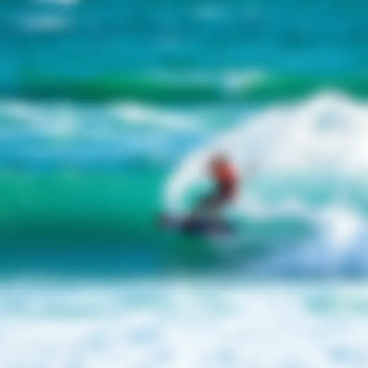 Kiteboarder in Action on Ocean Swell A kiteboarder gracefully riding a wave