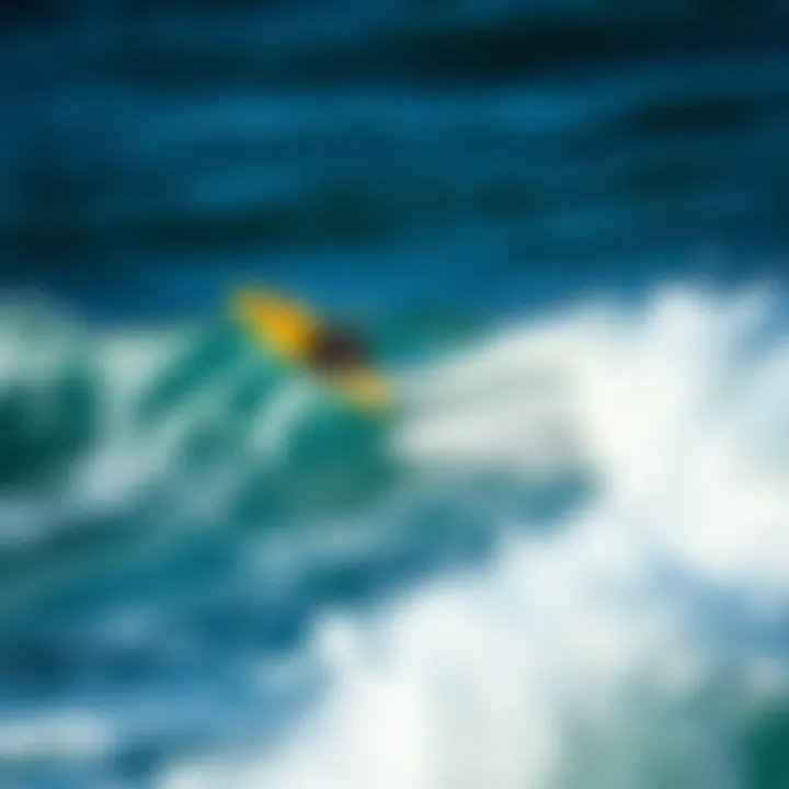 Ocean Motion: Capturing the Thrill of Lift Foil Boarding A captivating view of ocean waves with a lift foil board in motion