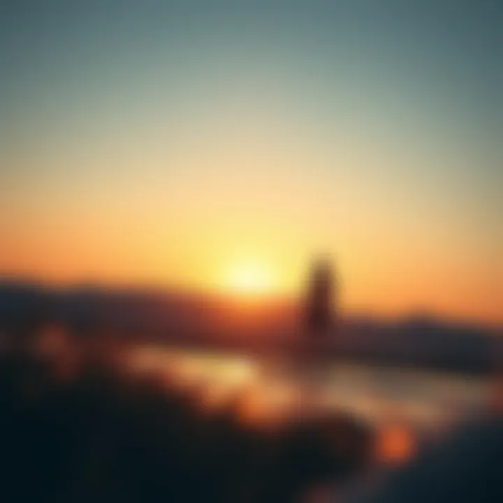 Sunset Serenity: The Beauty of Lift Foil Boarding A serene landscape showcasing a lift foil boarding session at sunset