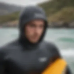 Patagonia wetsuit hood in ocean environment