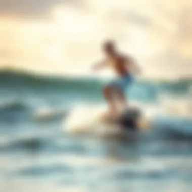 Thrilling Rider Experience on the One Wheel Surfboard A rider enjoying a thrilling experience on the one wheel surfboard amidst ocean waves