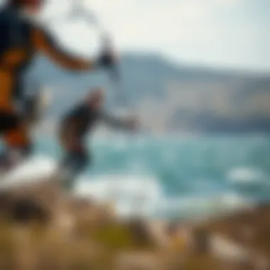Kiteboarding Action with a Slingshot A scenic kiteboarding action shot showcasing the use of a slingshot