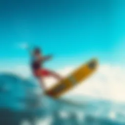 Dynamic kiteboarding action with hydrofoils