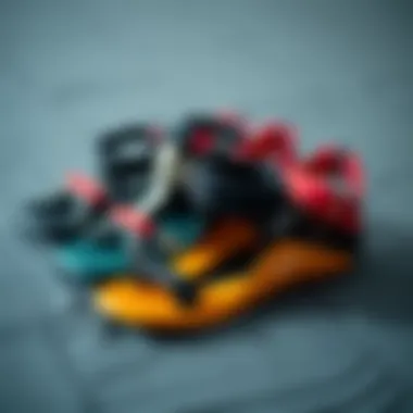 Variety of Kiteboard Footstrap Types Different types of kiteboard footstraps arranged for comparison