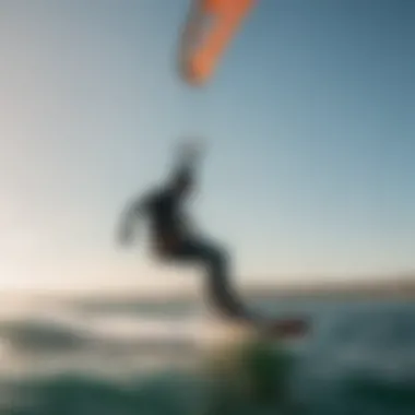 A kiteboarder executing a complex maneuver mid-air, demonstrating skill and technique.