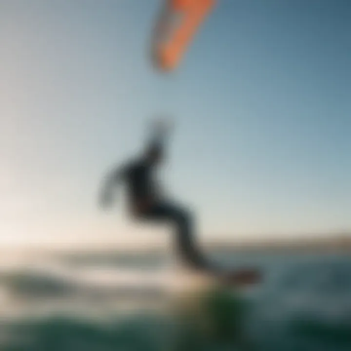 A kiteboarder executing a complex maneuver mid-air, demonstrating skill and technique.