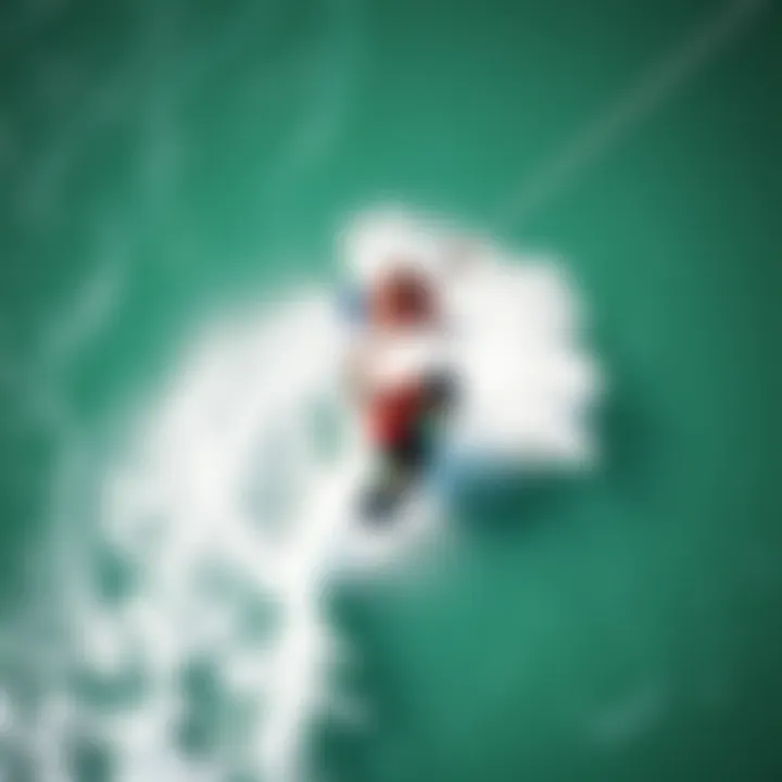 Kiteboarding Tricks from Above An aerial view of kiteboarders performing various tricks, including backrolls.