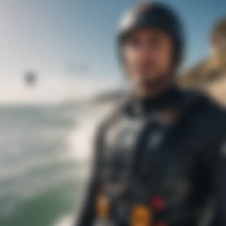 Close-up of advanced battery technology in kiteboarding gear