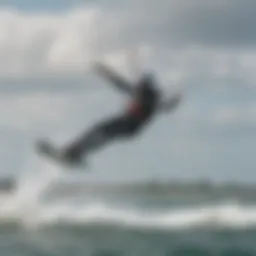 A kiteboarder showcasing high-speed maneuvers on water