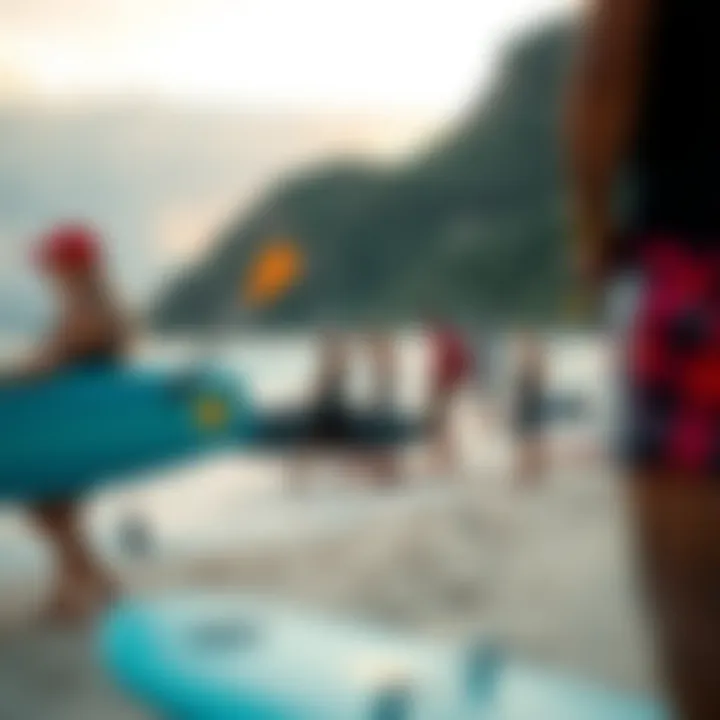 Efoil Adventure Awaits A scenic beach setting with efoil enthusiasts preparing for an adventure
