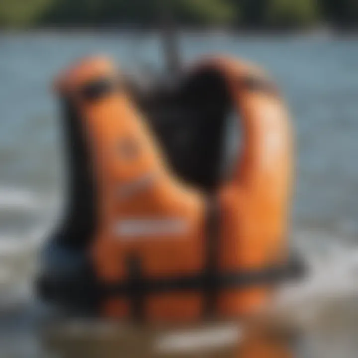 Close-up of design features of a flotation vest