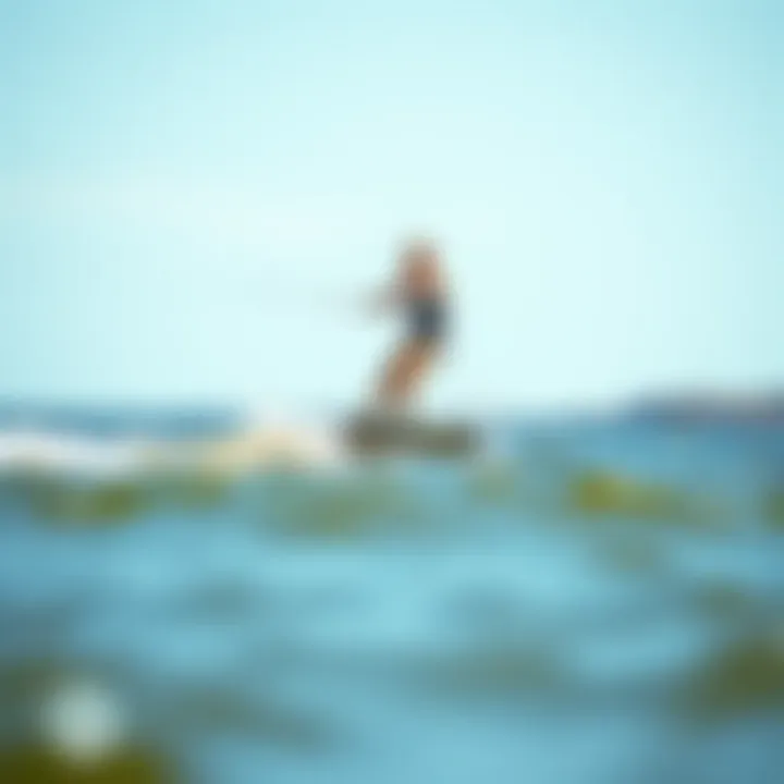 An athlete riding a foil board on the water, showcasing performance in action.