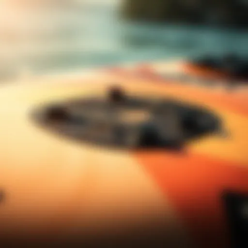 Close-up view of a high-performance foil board showing intricate design and materials.