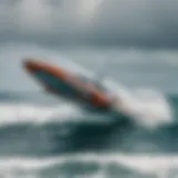 A sleek hydrofoil cutting through ocean waves