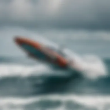 A sleek hydrofoil cutting through ocean waves