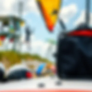 Essential Kiteboarding Gear for Jekyll Island Kiteboarding gear set against the backdrop of Jekyll Island