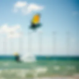 A detailed illustration showing various kite sizes corresponding to different wind conditions.