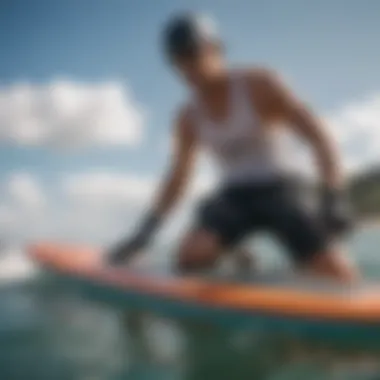 A rider selecting the ideal kiteboard pads according to personal preferences